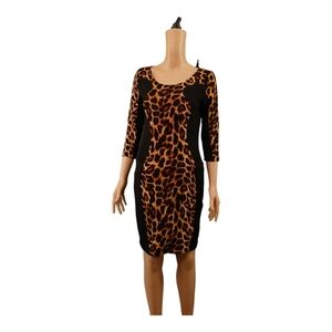 rue 21 Mini Dress Leopard Black pullover  spandex polyester sz S Used